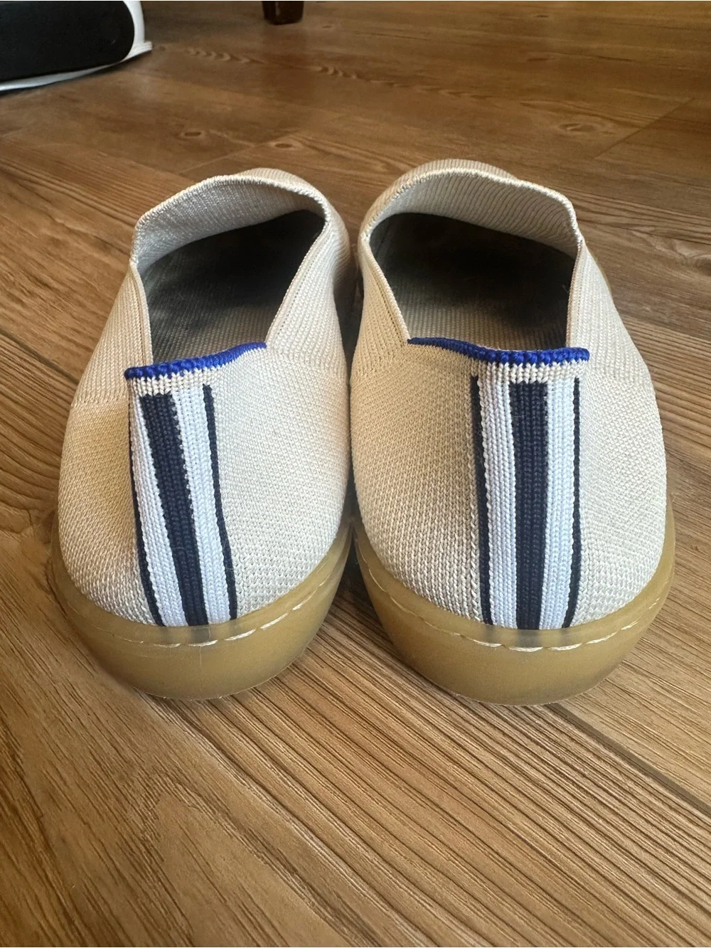 Rothy’s Women's Slip-On Canvas Sneakers in Off-White with Gum Sole - Picture 4 of 5
